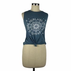 DIRTEE LAUNDRY Blue Boho Cropped Tank Top XS Yoga